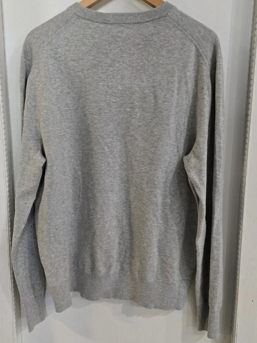 Brooks Brothers Men’s Gray V-Neck Sweater Combed Cotton Size L